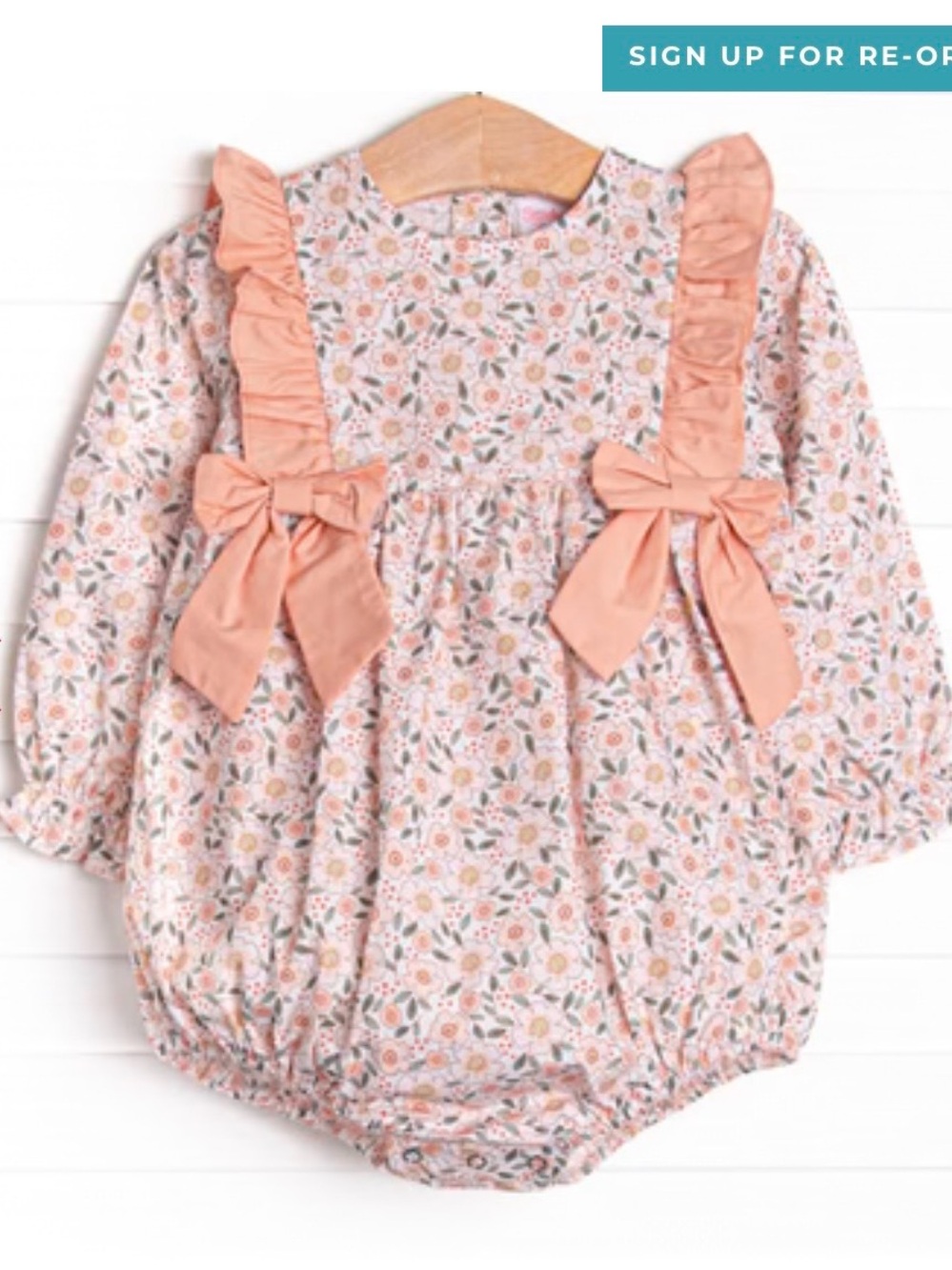 Stitchy Fish Floral Ruffle Baby Bubble Romper with Bows